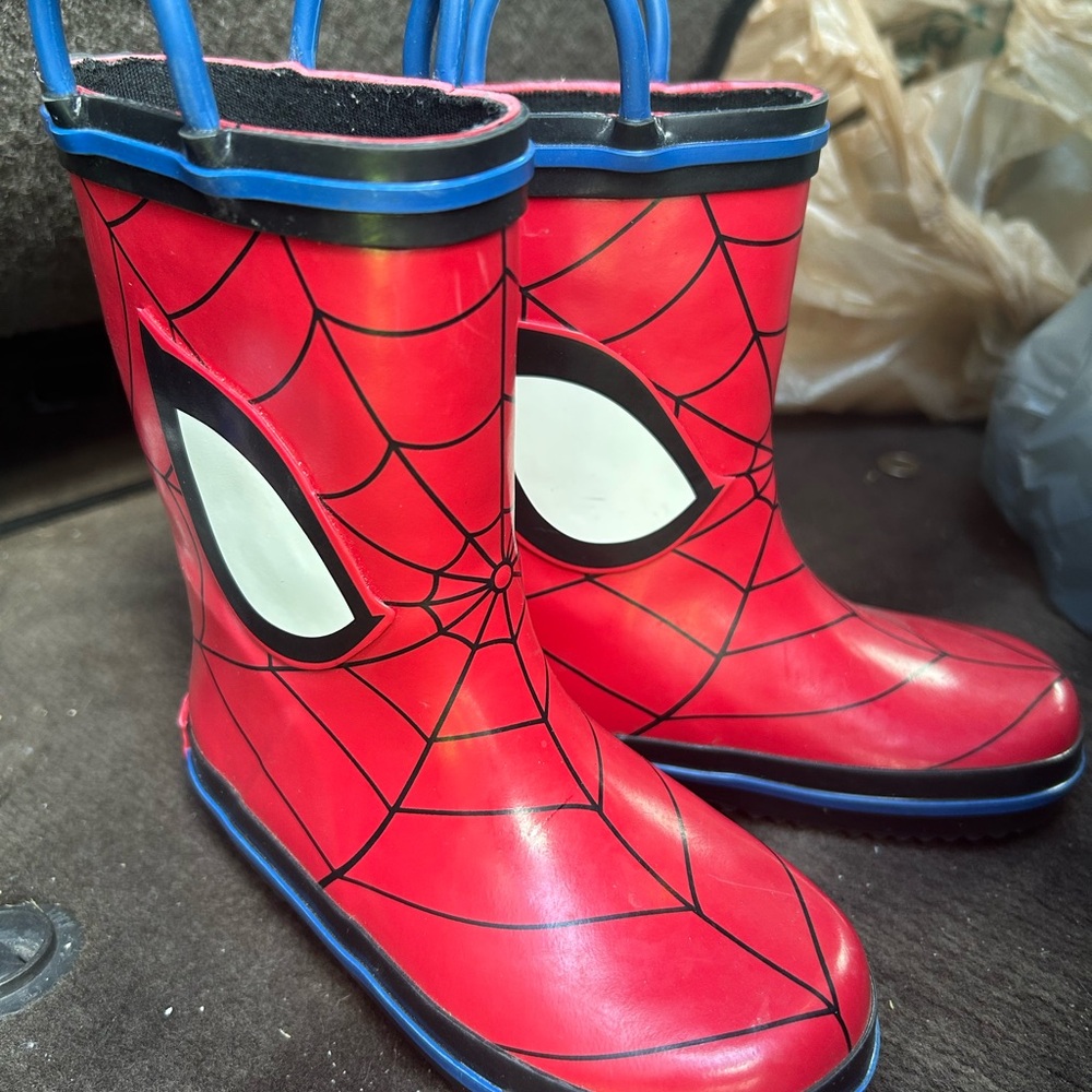 Spiderman Red and Black Kids Rain Boots